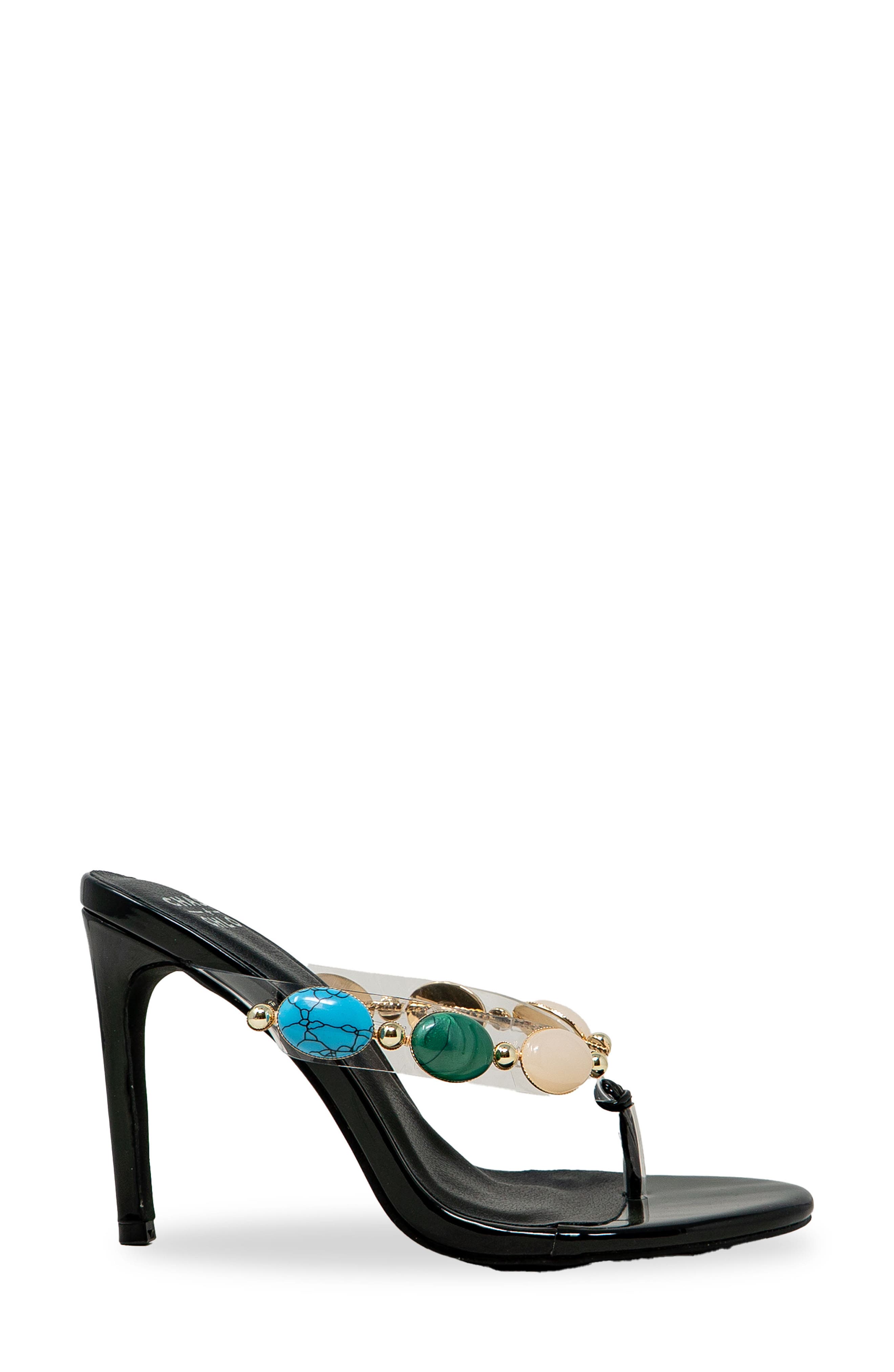CHASE AND CHLOE Beaded Strap Sandal, Alternate, color, Black Patent