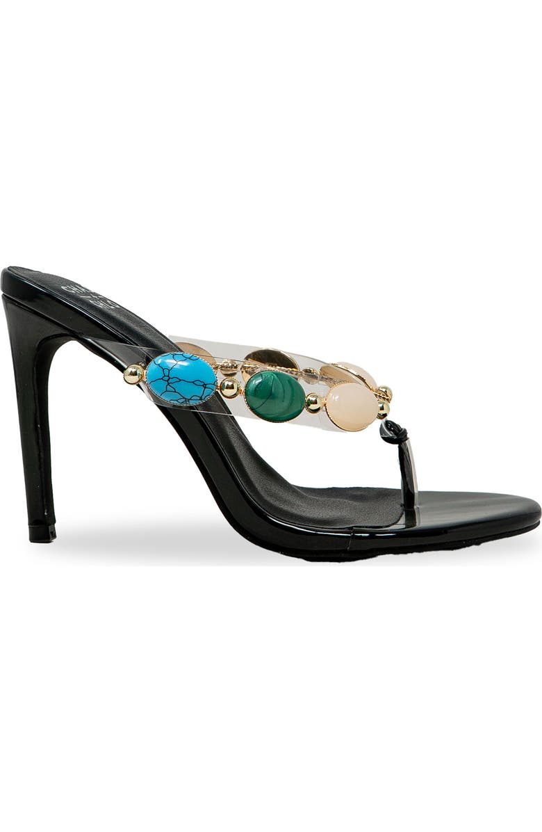 CHASE AND CHLOE Beaded Strap Sandal, Alternate, color, Black Patent