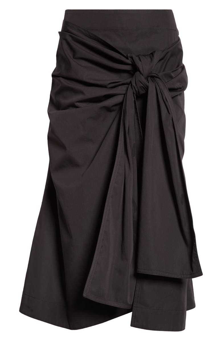 Bottega Veneta Knotted Cotton Poplin Midi Skirt, Alternate, color,