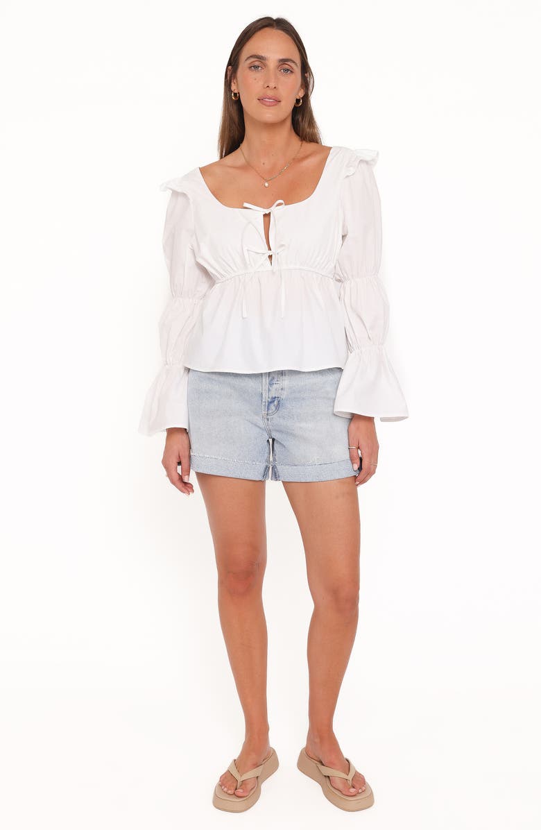 Petal & Pup Ruffle Tie Front Peasant Top, Alternate, color, White