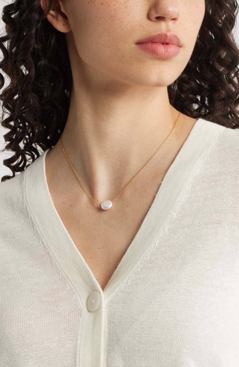 Nordstrom Demi Fine Baroque Pearl Pendant Necklace, Alternate, color, 14K Gold Plated