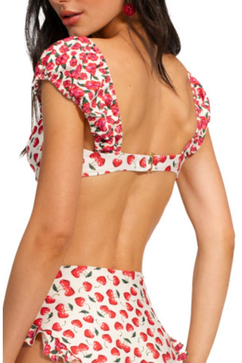 Lupita Cherish Cap Sleeve Bikini Top, Alternate, color, RED