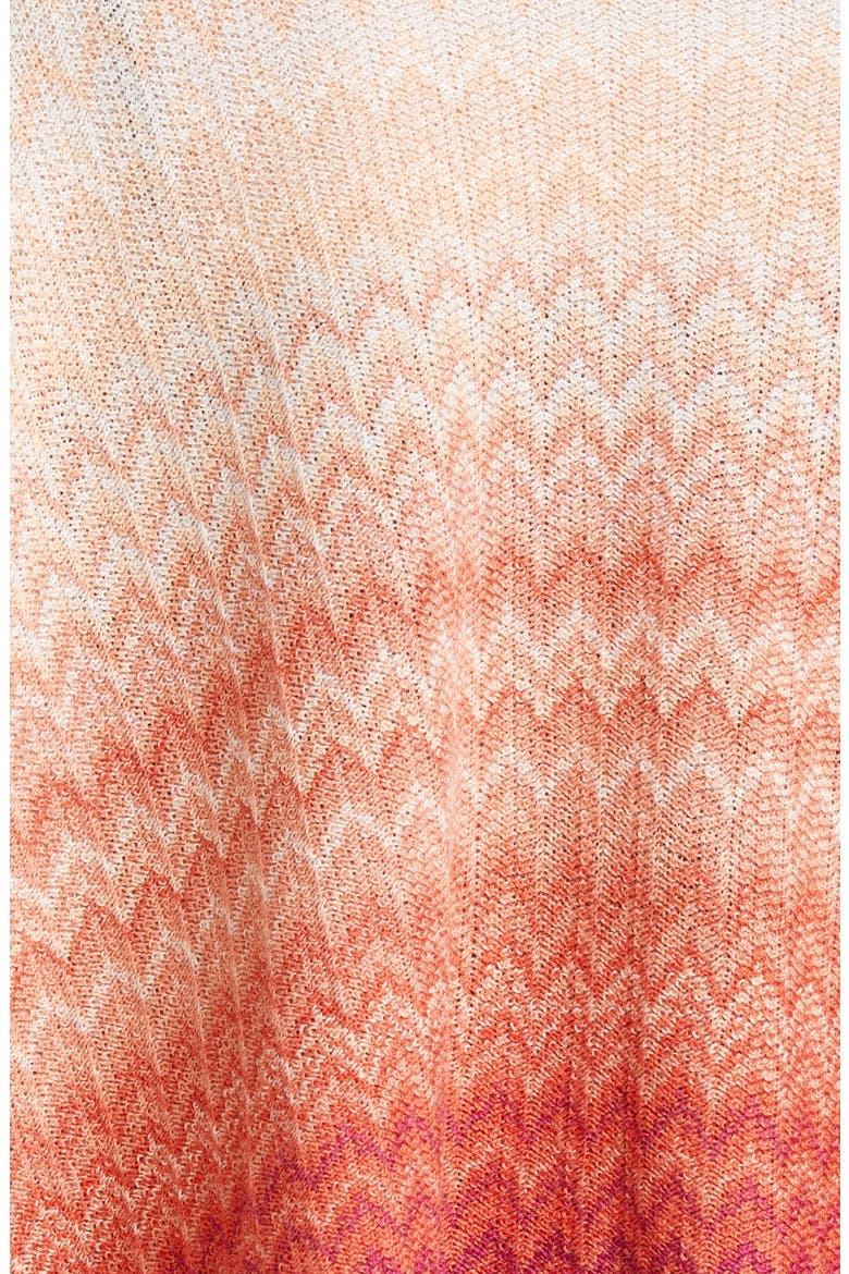 Ombré Stripe Fringe Poncho, Alternate, color, RED MULTI