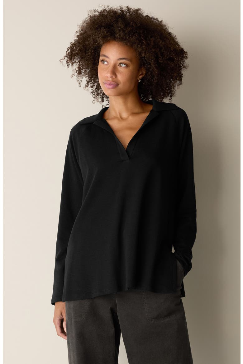Henley Tunic Top, Alternate, color, BLACK
