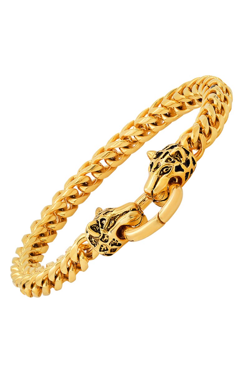 HMY JEWELRY 18k Gold Plated Stainless Steel Wheat Chain Bracelet, Alternate, color, Yellow
