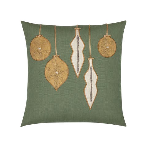 Ornaments Hand Appliqued Indoor & Outdoor Woven Accent Holiday Pillow