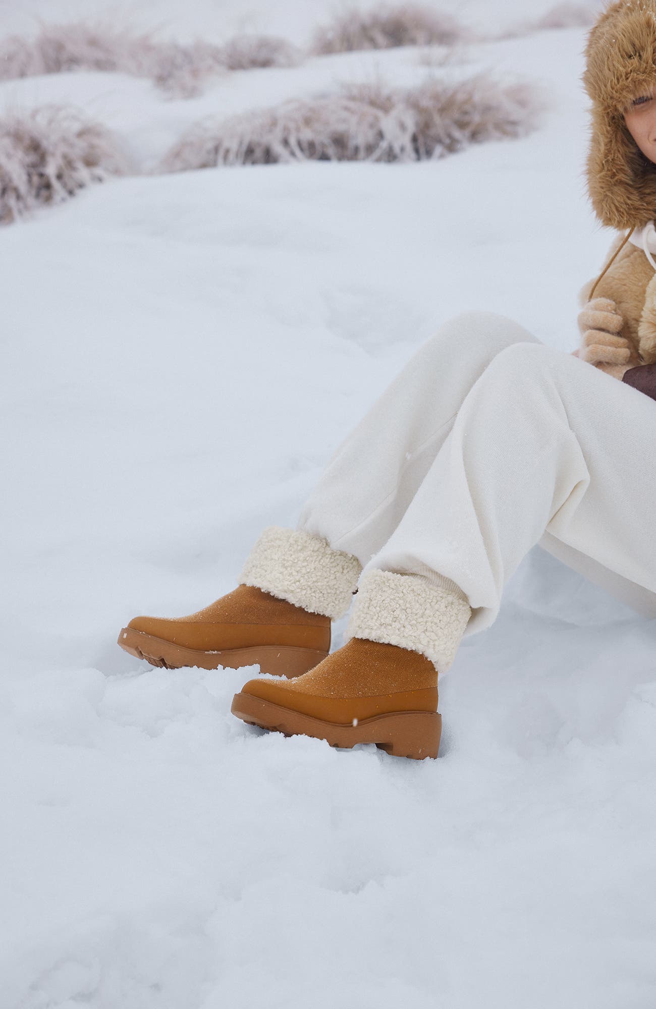 Faux Fur Platform Chunky Wedge Boots, Alternate, color, Caramel