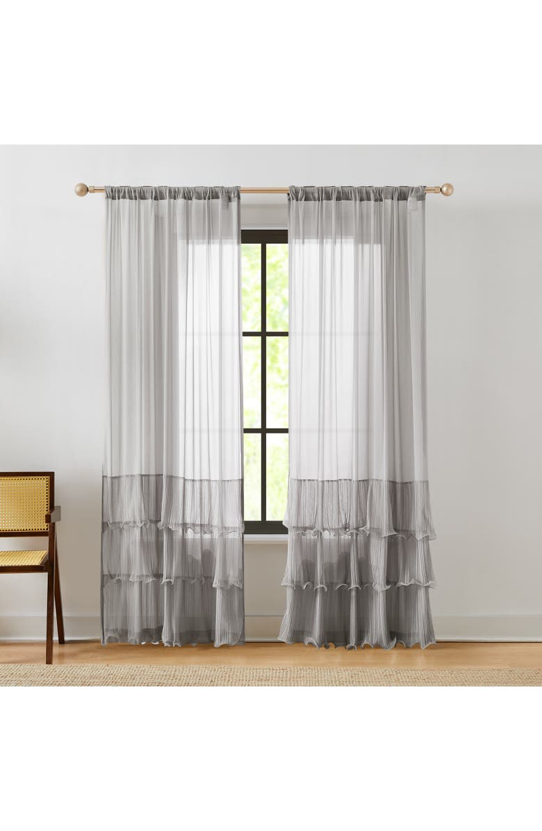 Chuks Collins x Lush Decor Georgette Sheer Window Panel, Main, color, Gray