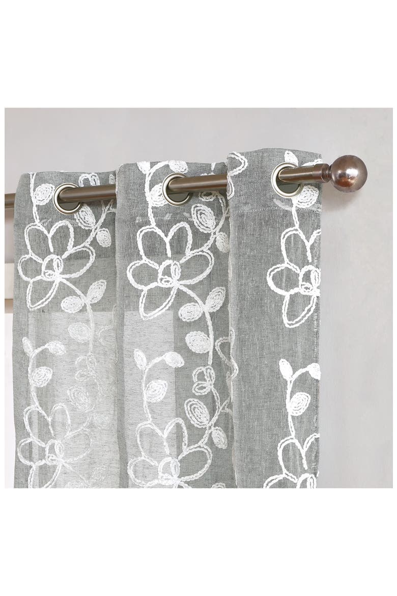 Set of 2 Embroidered Sheer Curtain Panels, Alternate, color, SILVER
