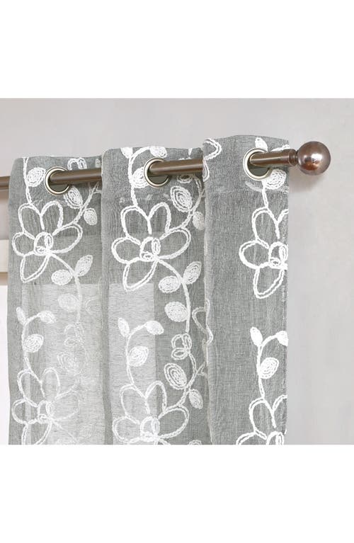 Dainty Home Set Of 2 Embroidered Sheer Curtain Panels In Gray