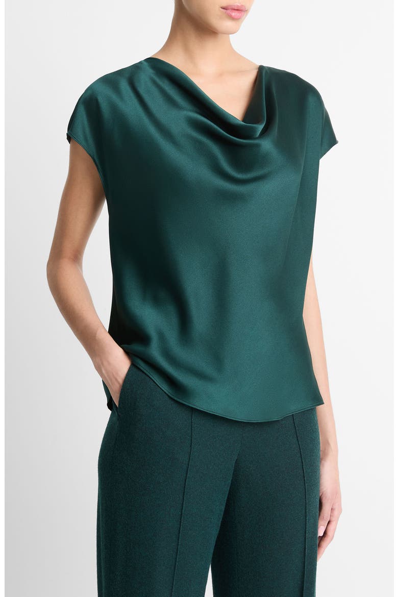 Cowl Neck Silk Blouse, Alternate, color, JUNIPER