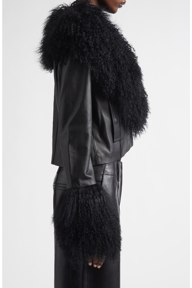 Mim Lambskin & Genuine Shearling Jacket, Alternate, color, BLACK/ BLACK