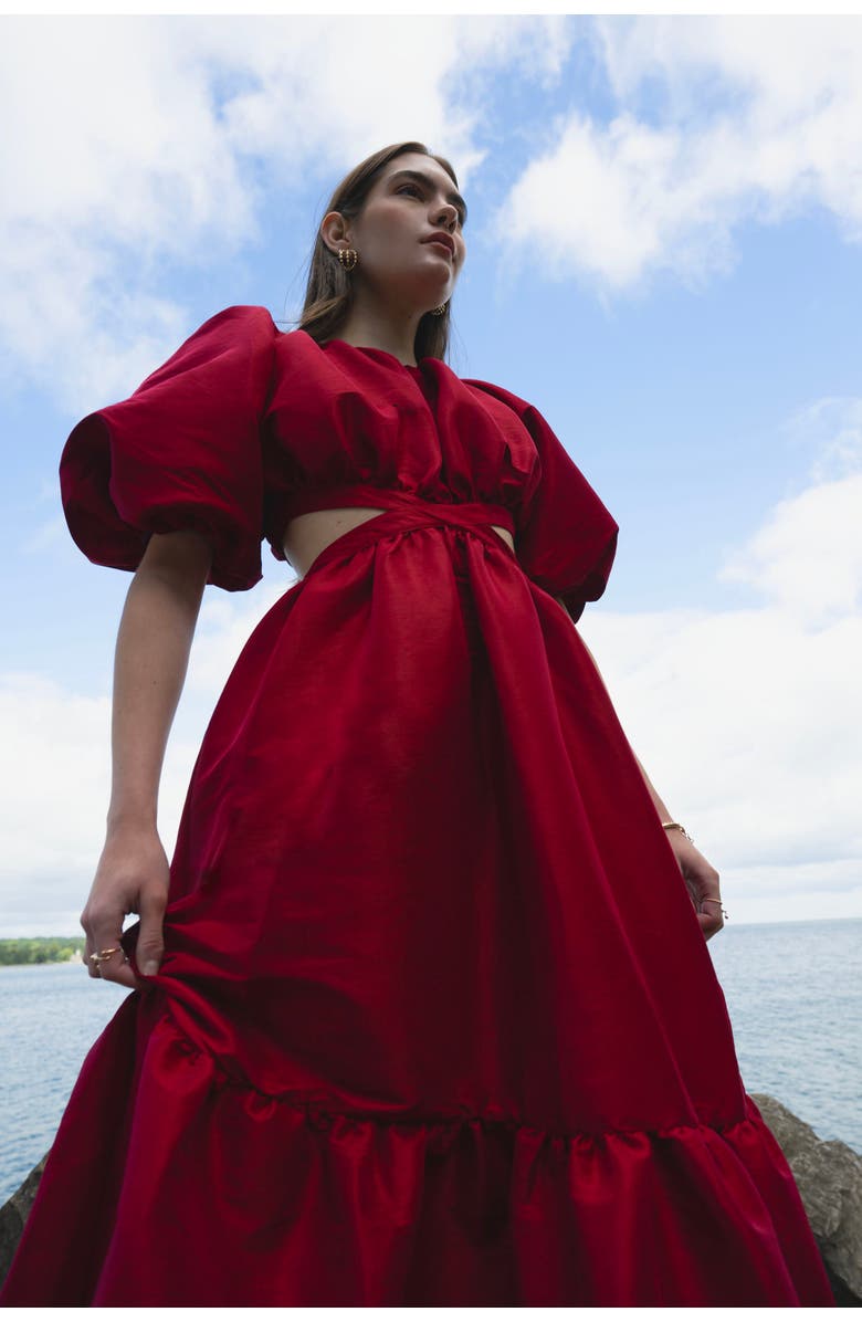 Vasiliki Laila Maxi Taffeta Dress Carmine, Alternate, color, Carmine