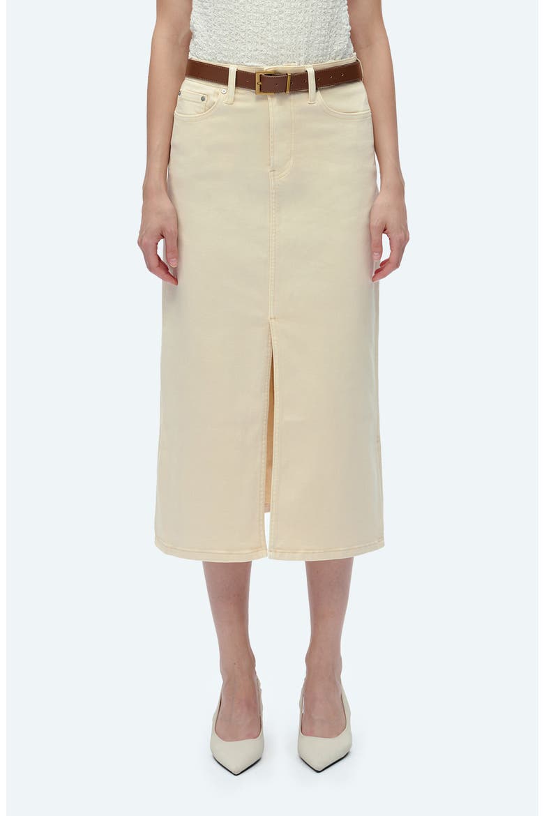 Lila Slit Hem Denim Midi Skirt, Main, color, BEIGE