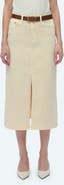 Bayeas Lila Slit Hem Denim Midi Skirt