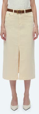 Bayeas Lila Slit Hem Denim Midi Skirt