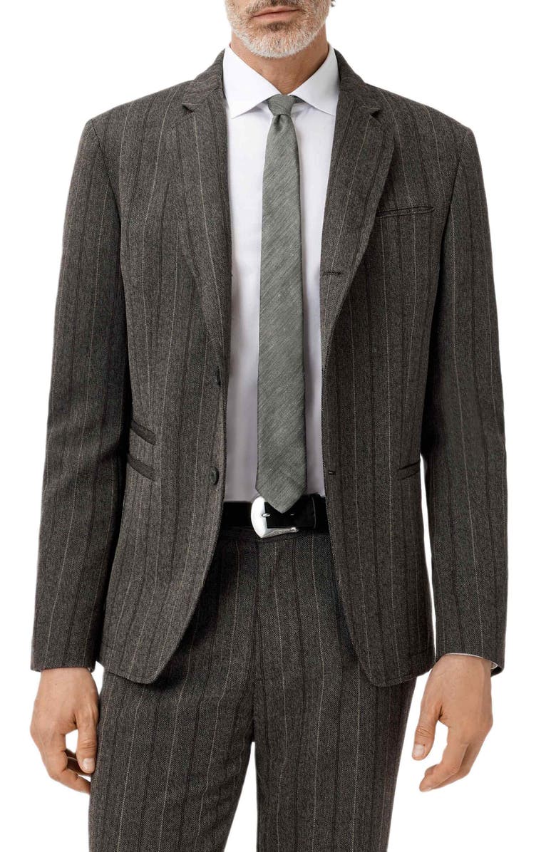 John Varvatos Silo Stripe Wool Blazer, Alternate, color, Dark Brown