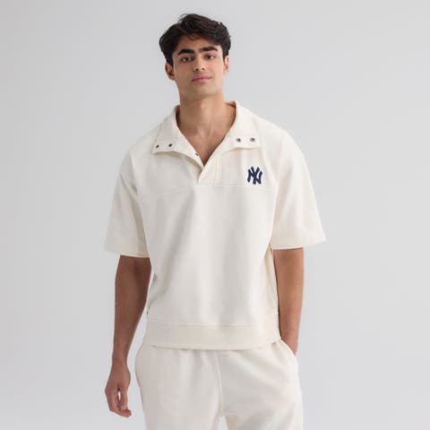 Men's Fanatics Bisque New York Yankees Iconic Short Sleeve Mock Neck Pullover