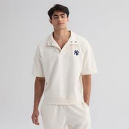 FANATICS Men's Fanatics Bisque New York Yankees Iconic Short Sleeve Mock Neck Pullover