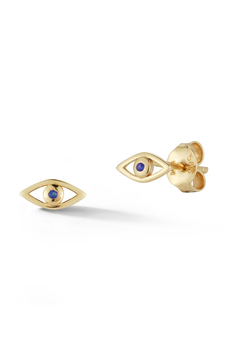 Ember Fine Jewelry Sapphire Evil Eye Stud Earrings, Main, color, Gold