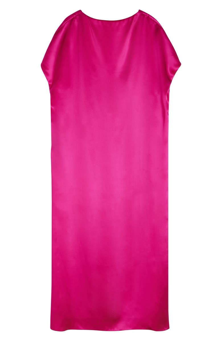 Dries Van Noten Silk Satin Cape Dress, Alternate, color, Fuchsia