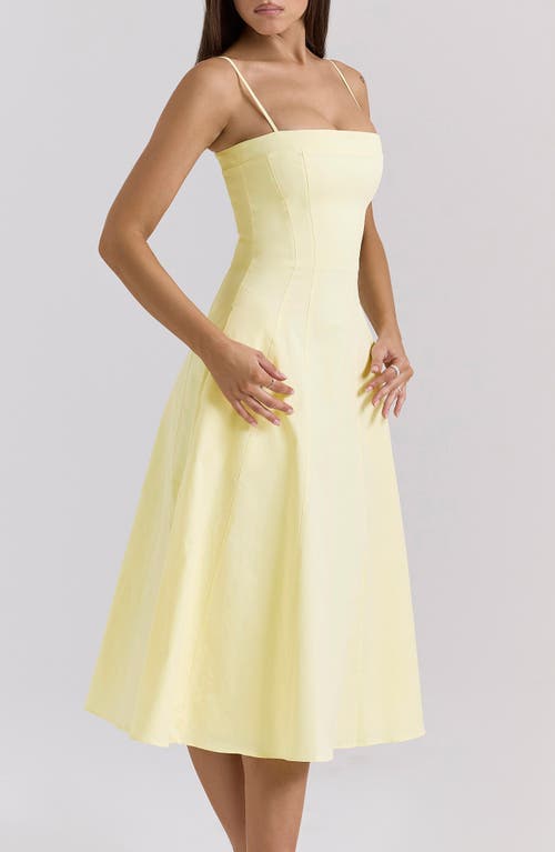 HOUSE OF CB HOUSE OF CB DOLLY SEAMED STRETCH COTTON TWILL MIDI SUNDRESS