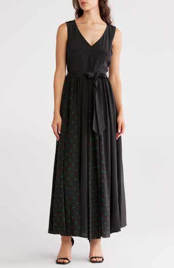Elie Tahari Polka Dot Sleeveless Silk Maxi Dress