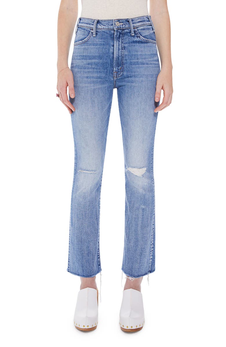 MOTHER The Hustler High Waist Fray Ankle Flare Jeans, Main, color,