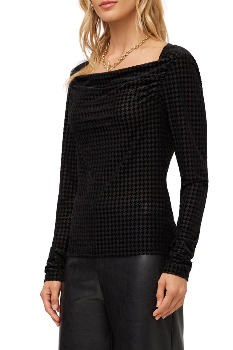 Payton Velvet Burnout Drape Top, Alternate, color, BLACK