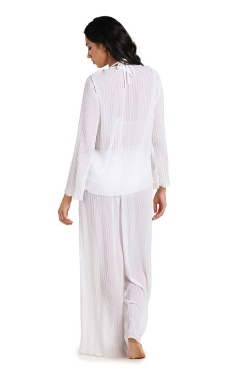 La Blanca Sunbeams Pleat Cover-up Shirt In White
