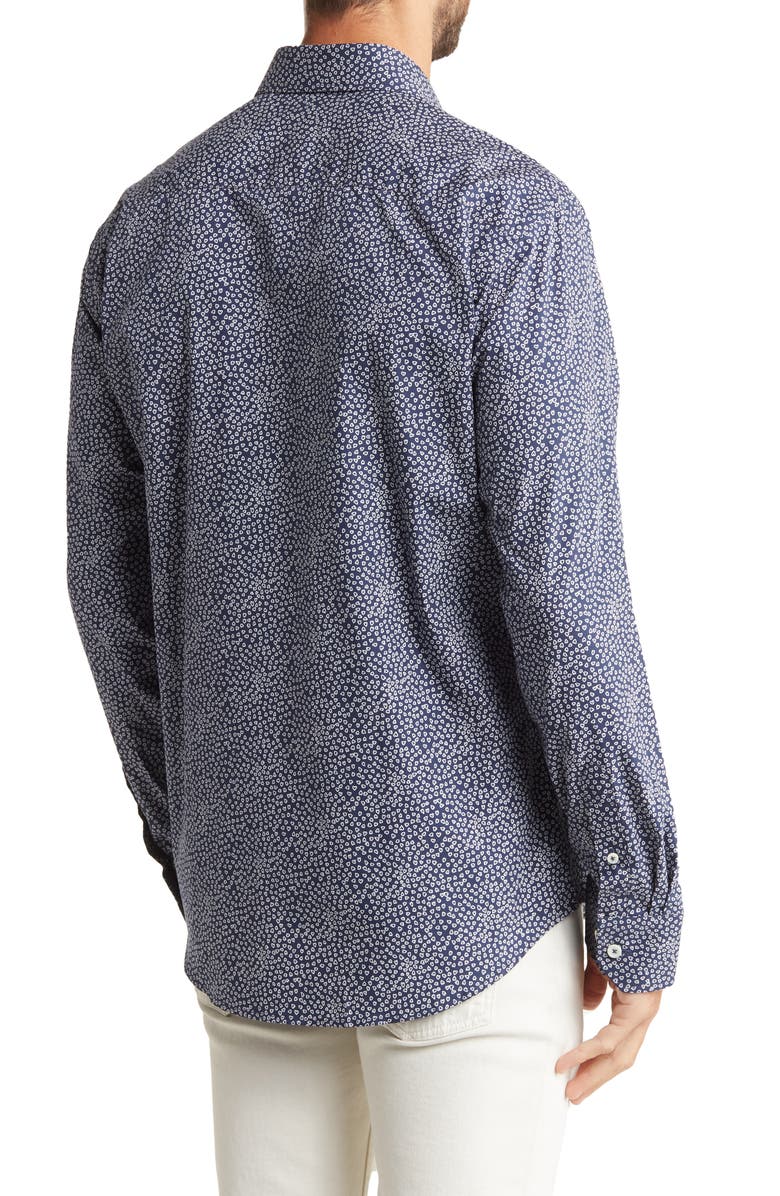 Bugatchi Shaped Fit Long Sleeve Heart Print Button-Up Shirt, Alternate, color, 