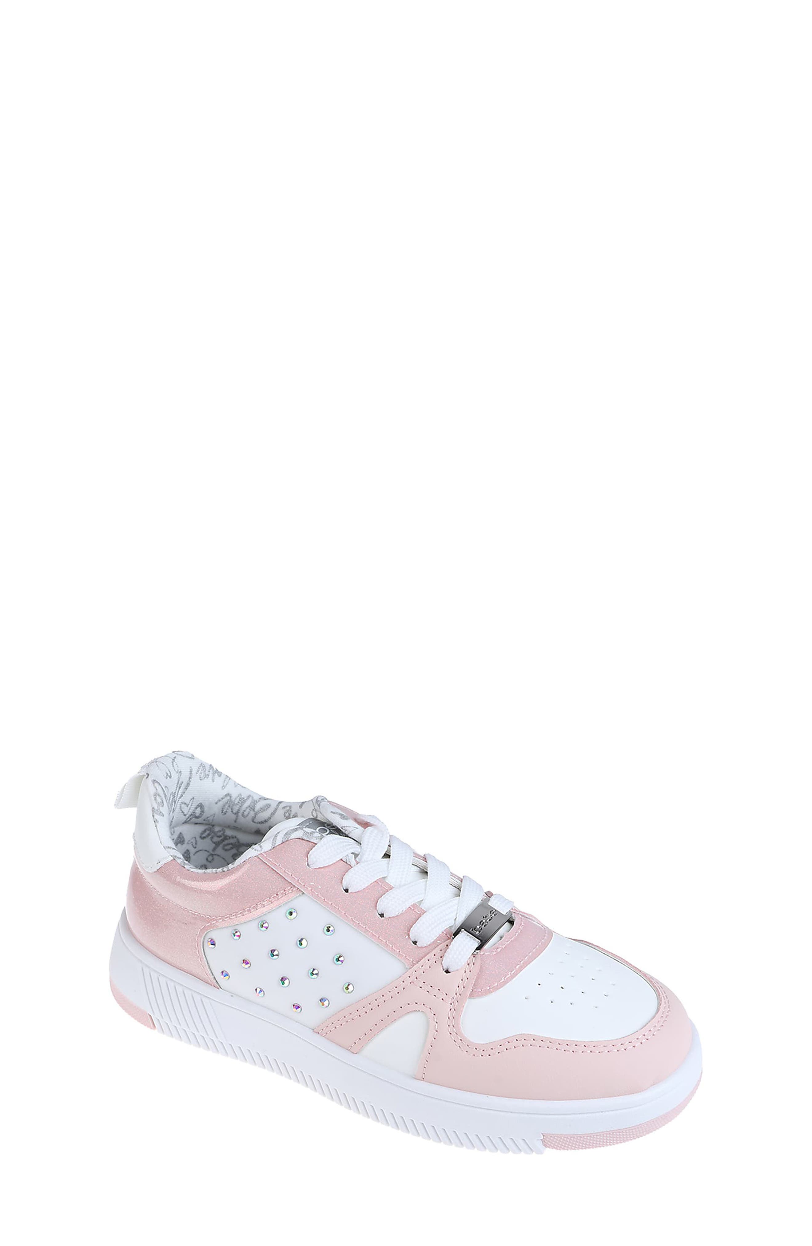 bebe Kids' Rhinestone Court Sneaker, Main, color, 