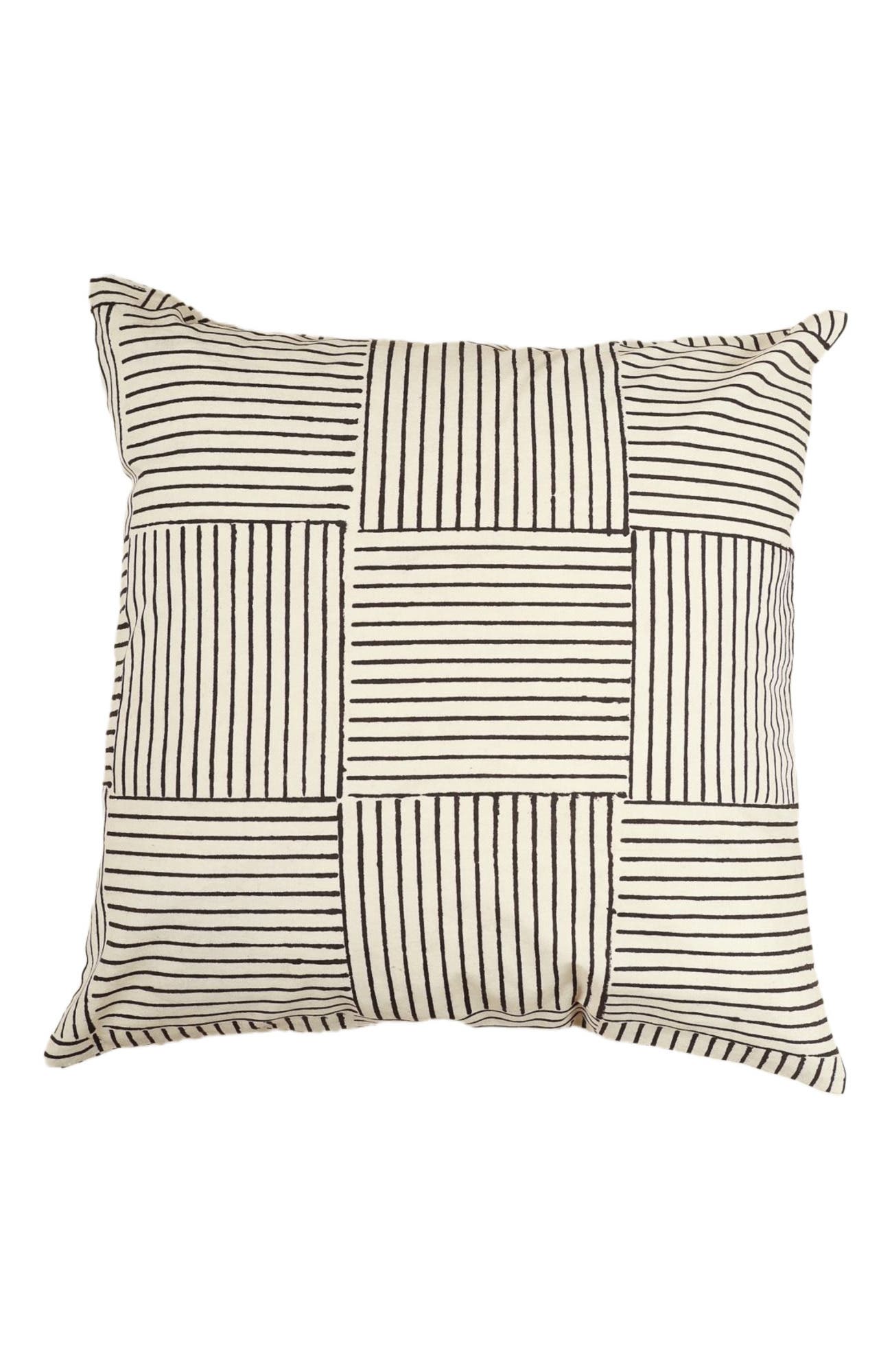 Ninéh Desert Dunes Hand Block Print Pillow - Cover in Black And Cream 