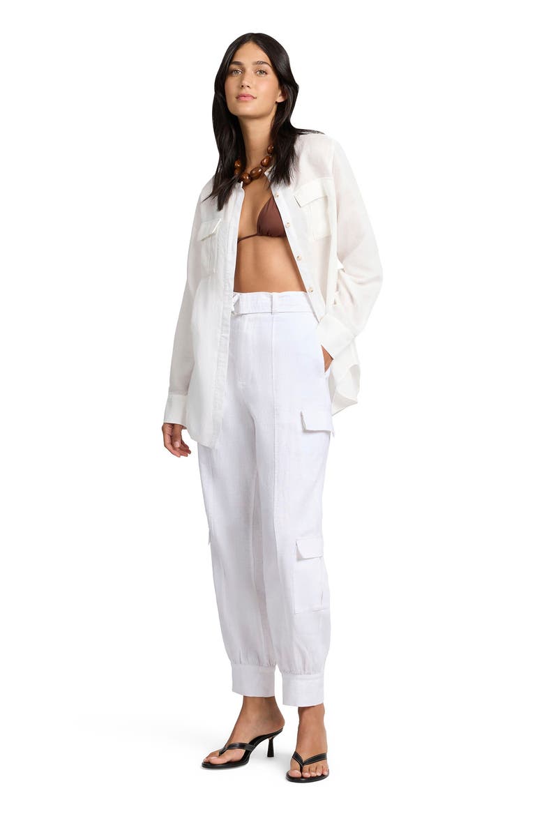Linen Utility Pant, Main, color, WHITE