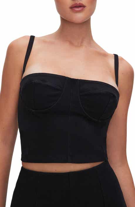 Good American Sculpt Bustier Stretch Denim Crop Top