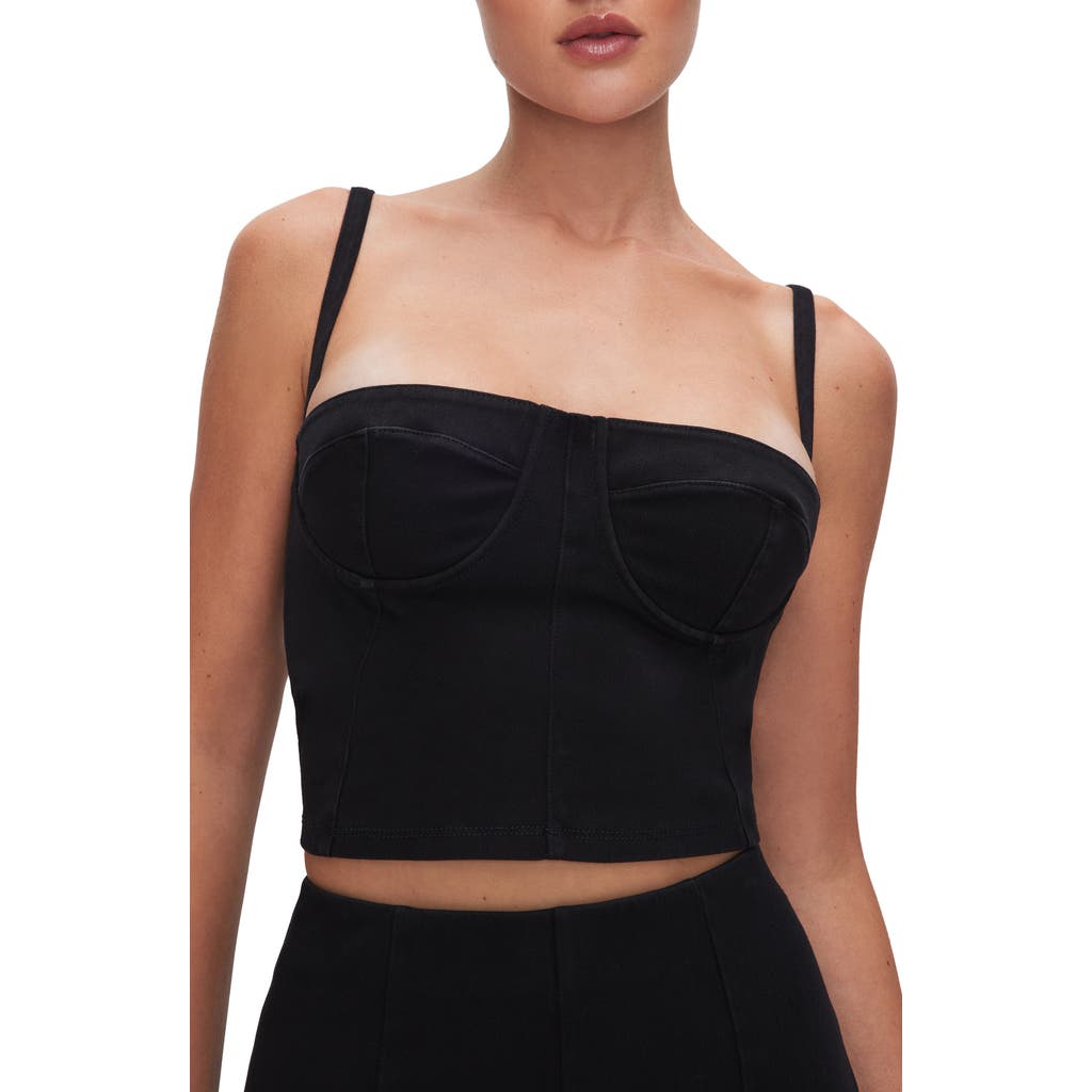 Good American Sculpt Bustier Denim Crop Top