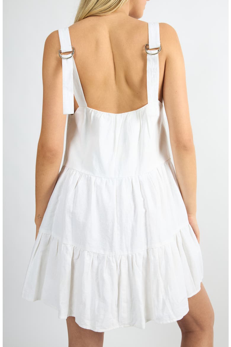 Linen Blend Babydoll Mini Sundress, Alternate, color, WHITE
