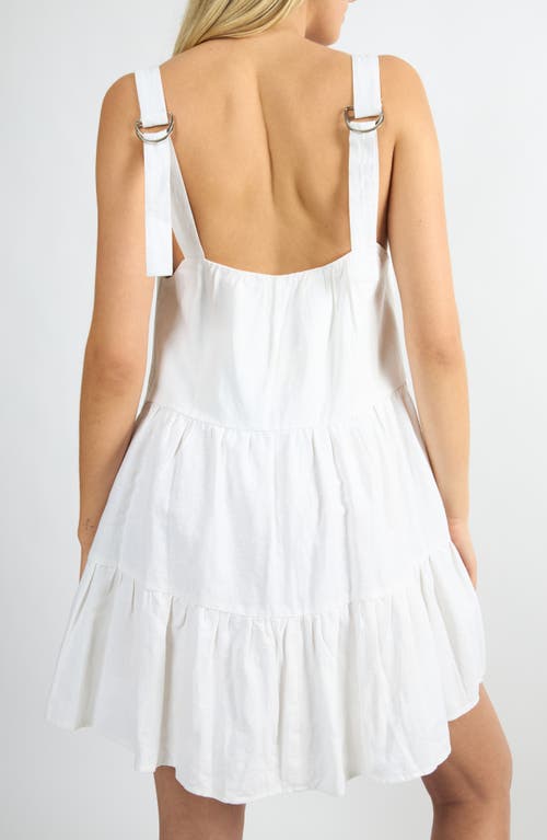 Viens Avec Moi Linen Blend Babydoll Mini Sundress In White