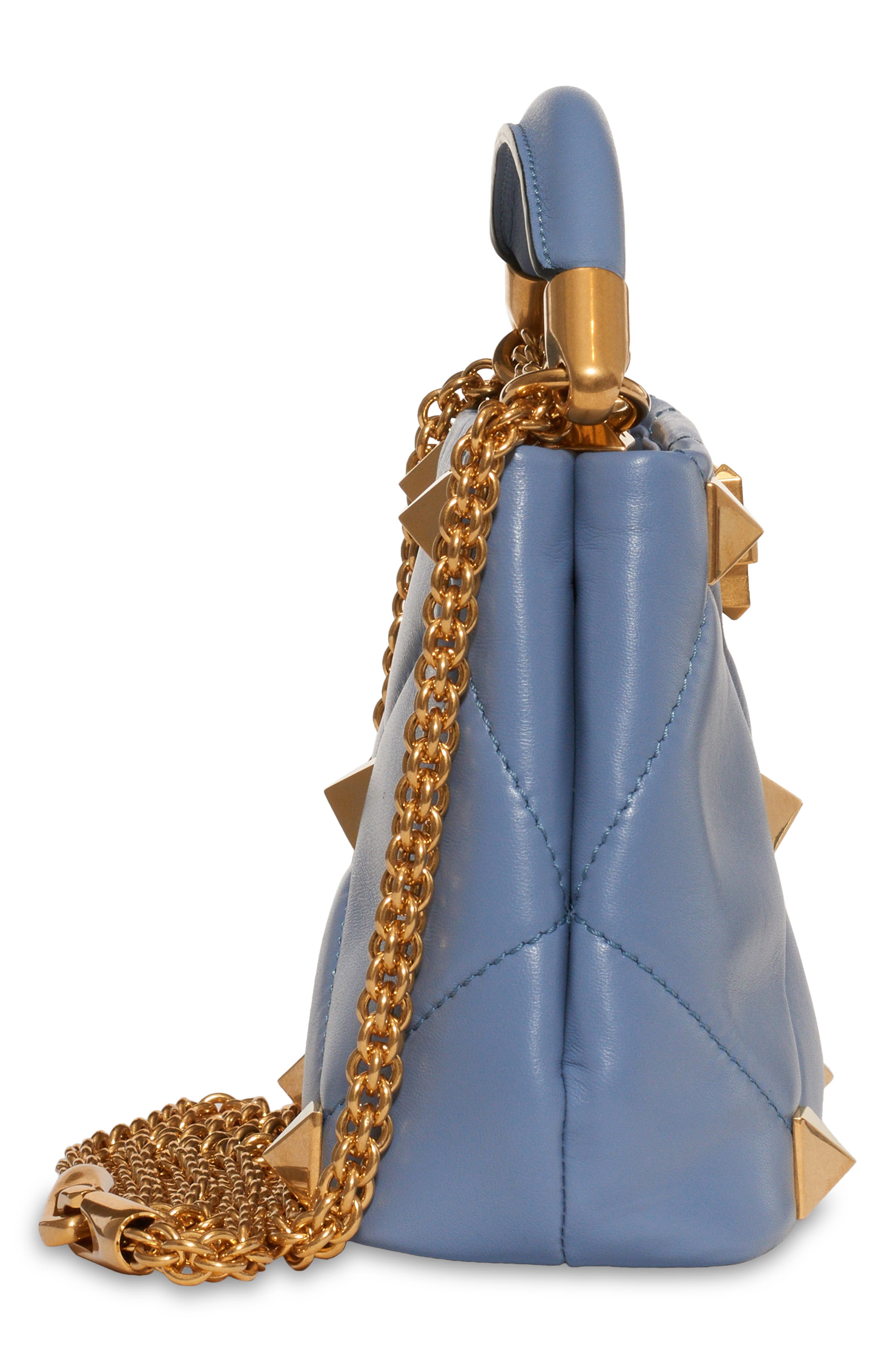 Valentino Garavani Mini Roman Stud Matelassé Leather Top Handle Bag, Alternate, color, 