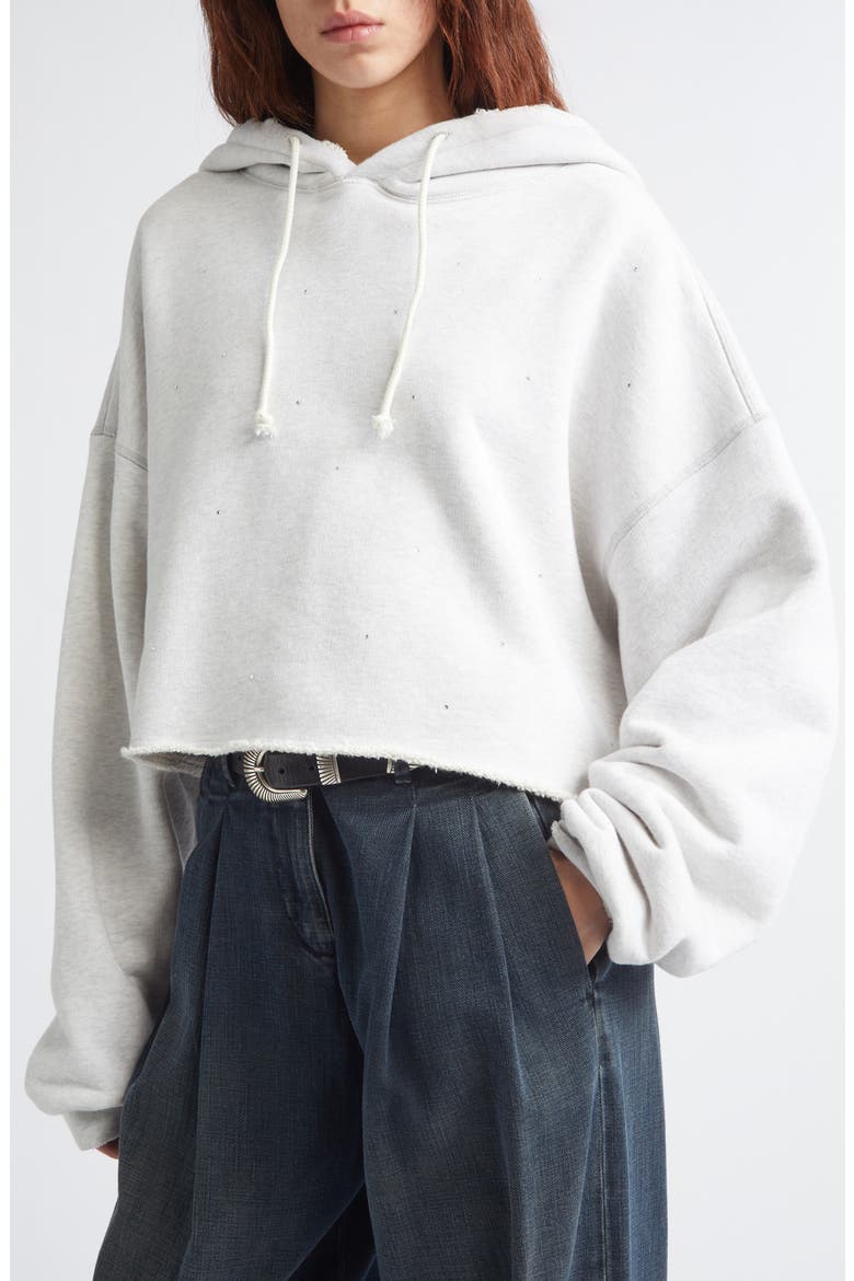Star Oversize Crop Hoodie, Alternate, color, VINTAGE GRAY MELANGE