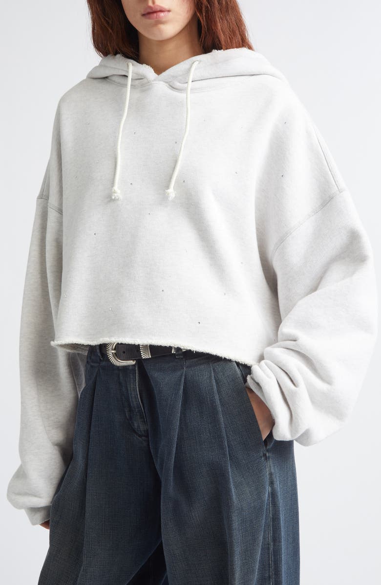 Golden Goose Star Oversize Crop Hoodie, Alternate, color, Vintage Gray Melange