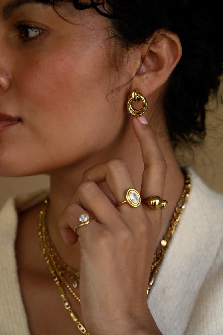 Mini Lucia Earrings, Alternate, color, Gold