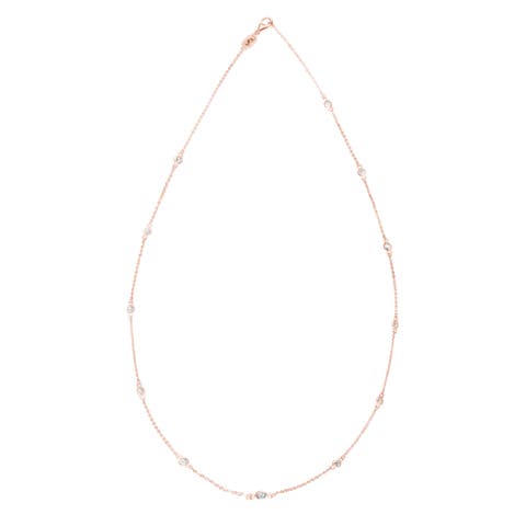 14K Gold 0.50cttw Bezel Diamond Station Necklace