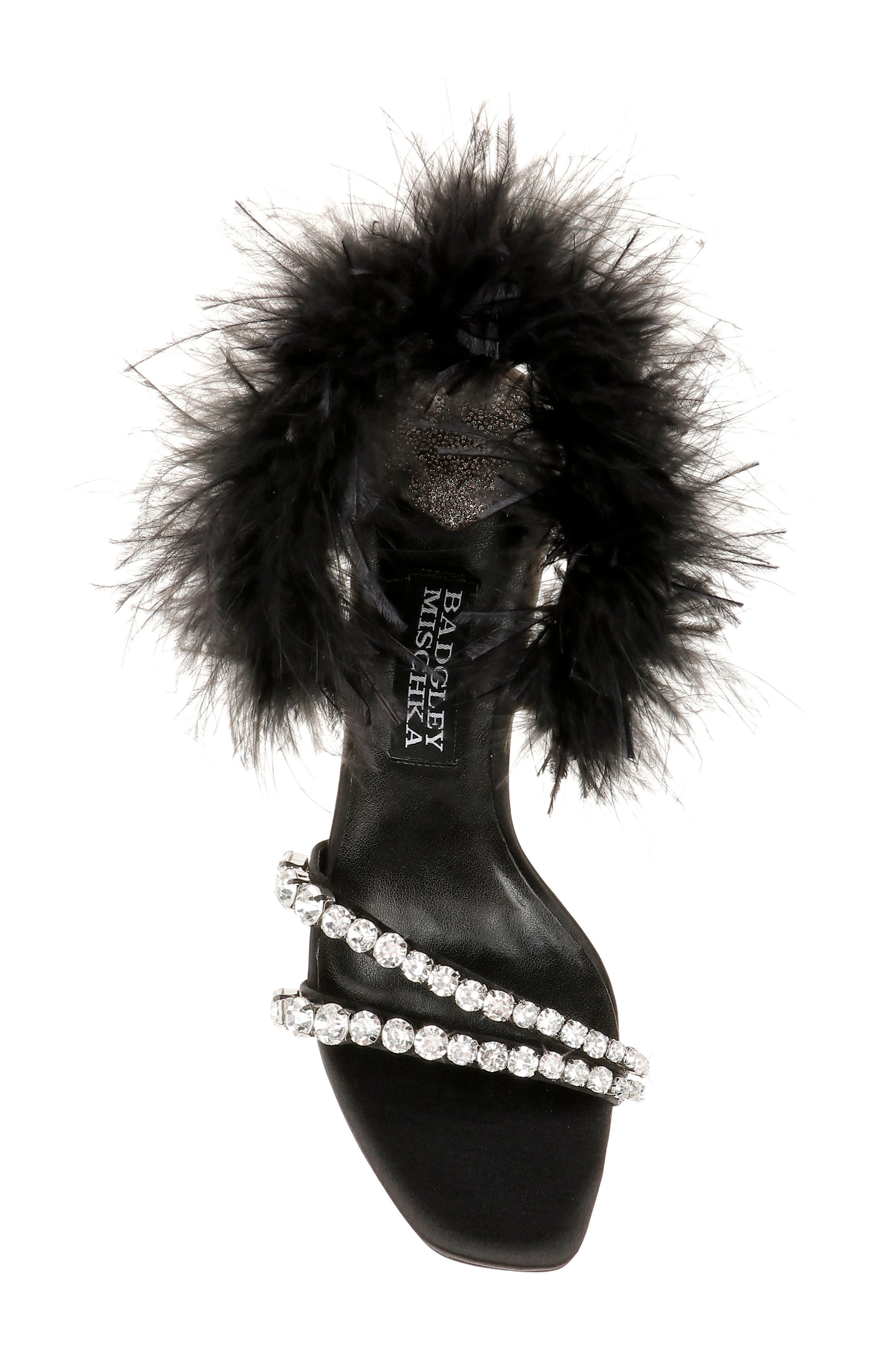 Badgley Mischka Collection Harley Feather Embellished Sandal, Alternate, color, 
