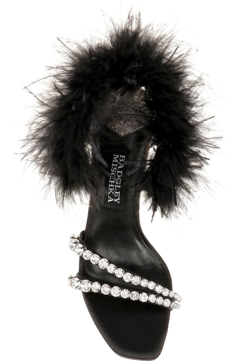 Badgley Mischka Collection Harley Feather Embellished Sandal, Alternate, color,