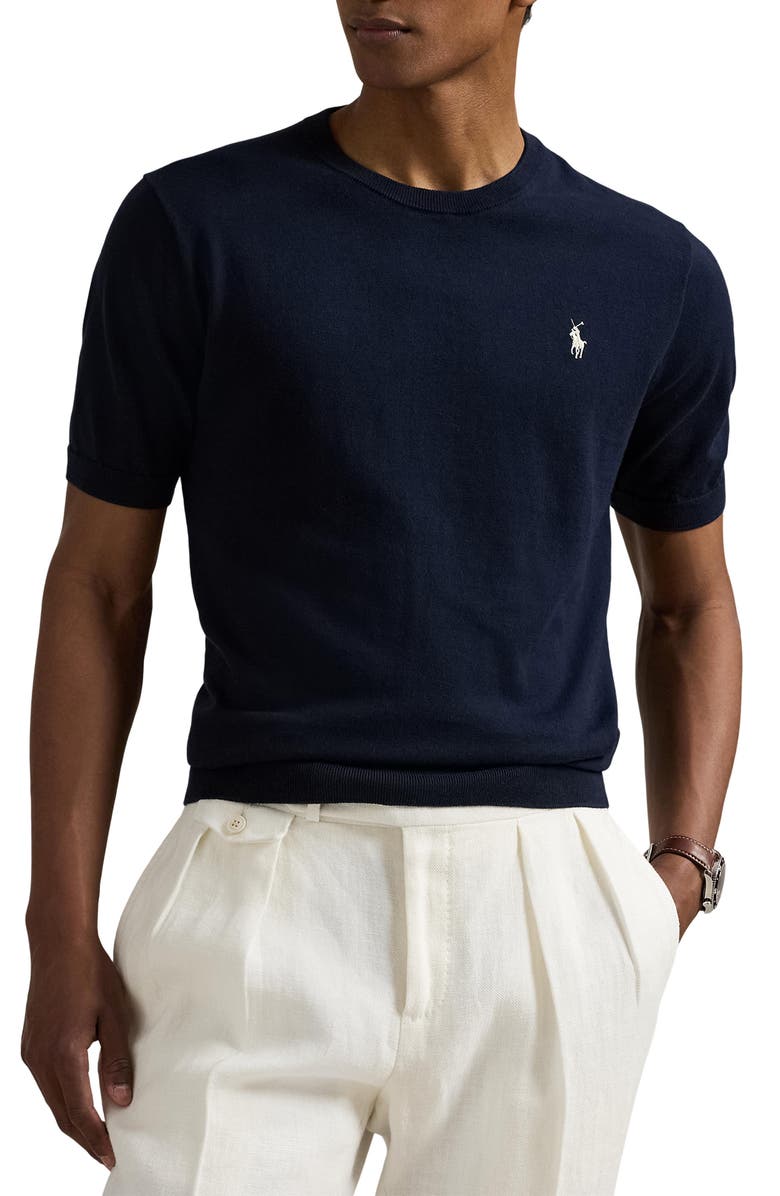 Polo Ralph Lauren Short Sleeve Cotton Crewneck Sweater, Main, color, 