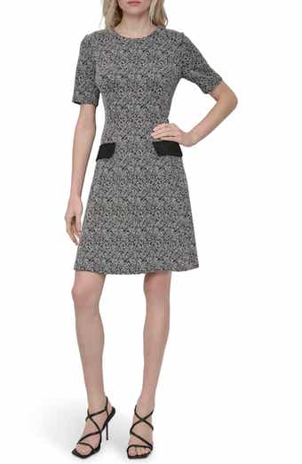 DKNY Contrast Pocket Fit & Flare Dress