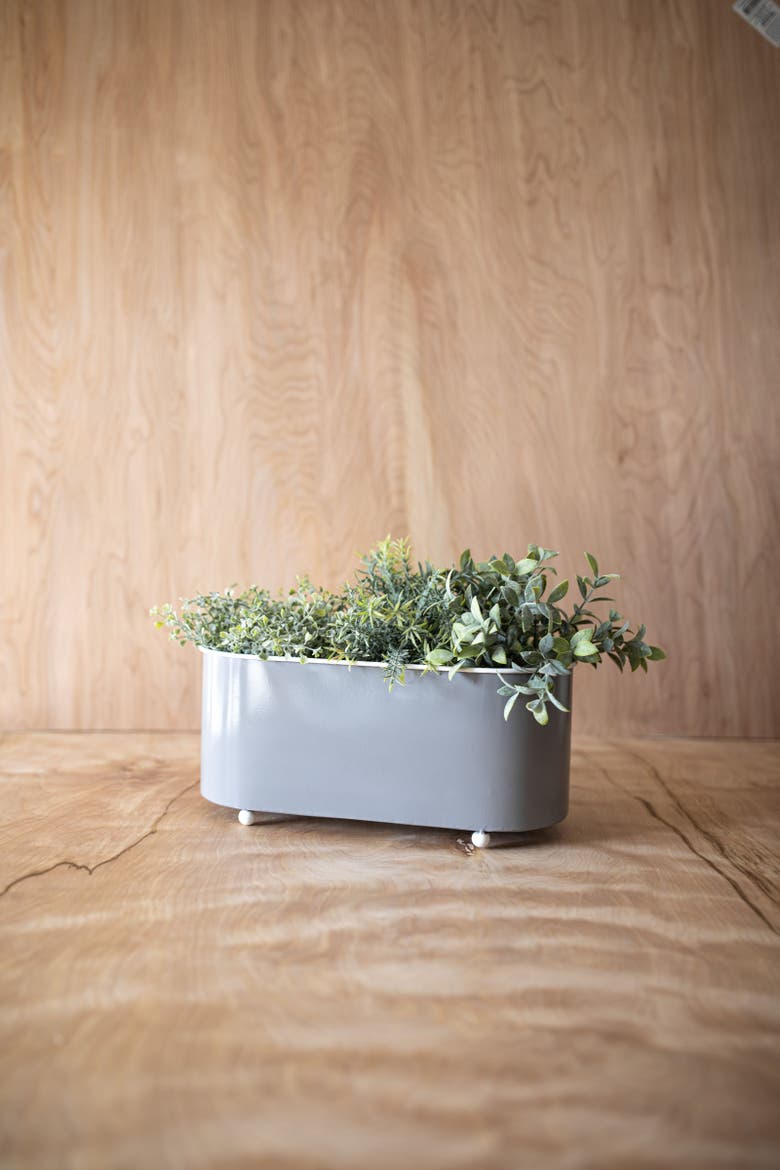 Oblong Planter Gray Metal, Alternate, color, Gray