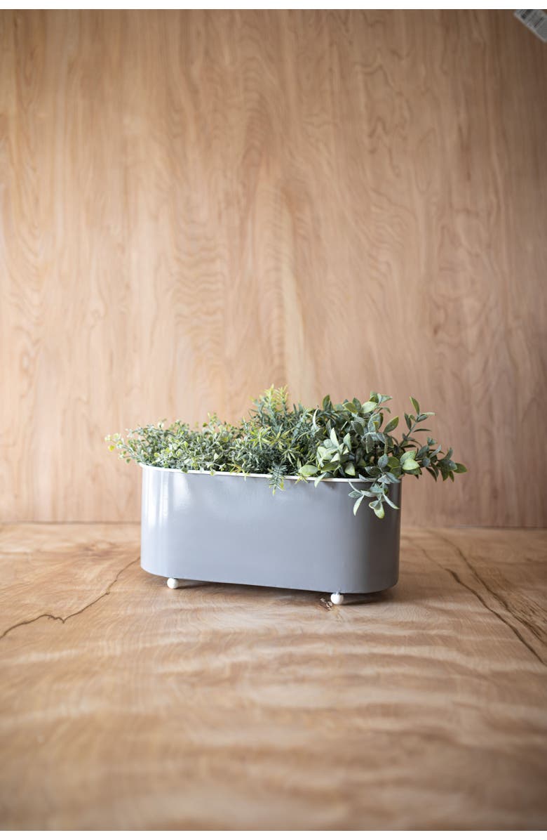Foreside Home and Garden Oblong Planter Gray Metal, Alternate, color, Gray