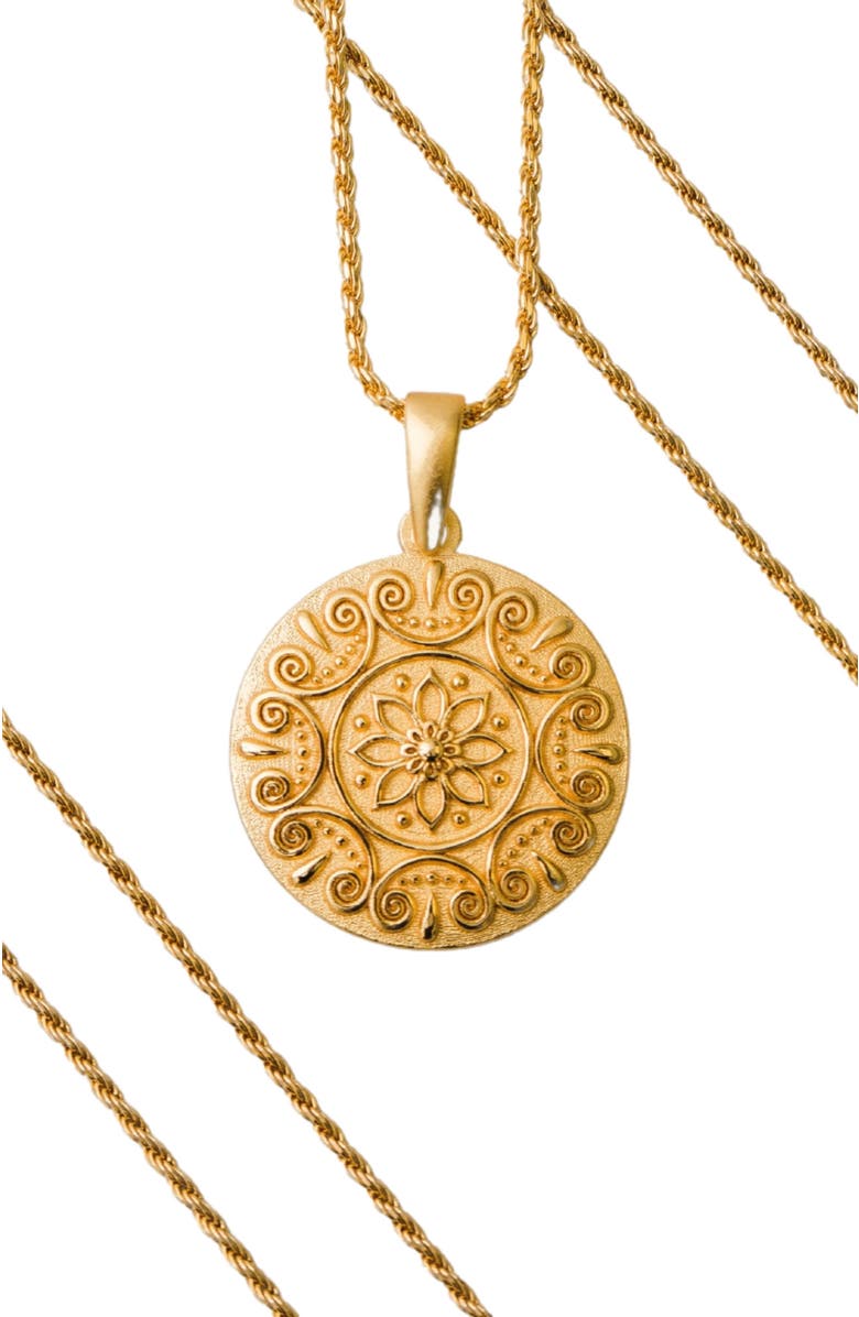 Mantra I Choose Joy mandala necklace, Main, color, Original - Gold